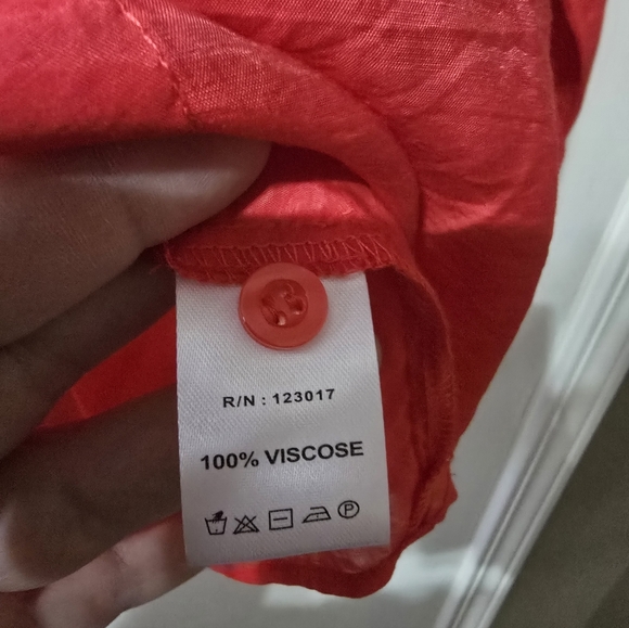 Katia Designs The Goddess Shirt in Cranberry, Oversized Sheer Flowy Button Down - Picture 11 of 11